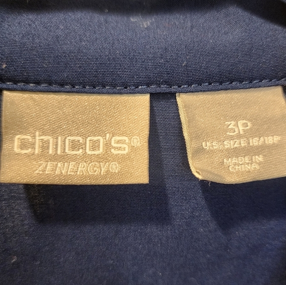 CHICO'S Blue Zinergy Flower-Embroidered Zip-Up Jacket size  3P (16P-18P) - Picture 5 of 12